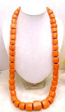15-20mm Thick Slice Natural Orange Coral Necklace for Women Long Necklace 35"