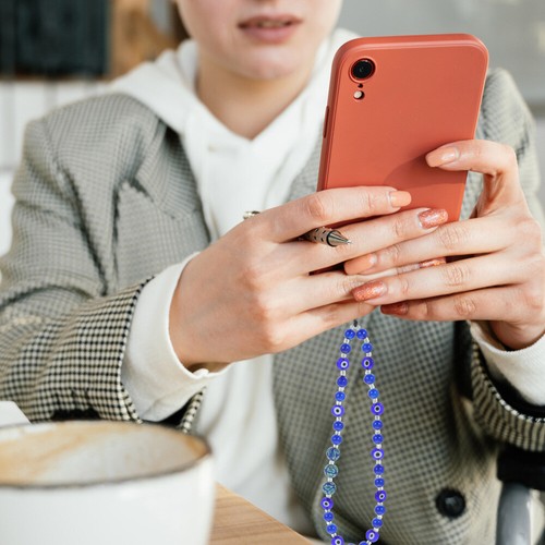 2 szt. Smycz Koraliki Miss Phone Biżuteria Łańcuszek Charm Strap Złe oko Wiszące - Zdjęcie 8 z 12
