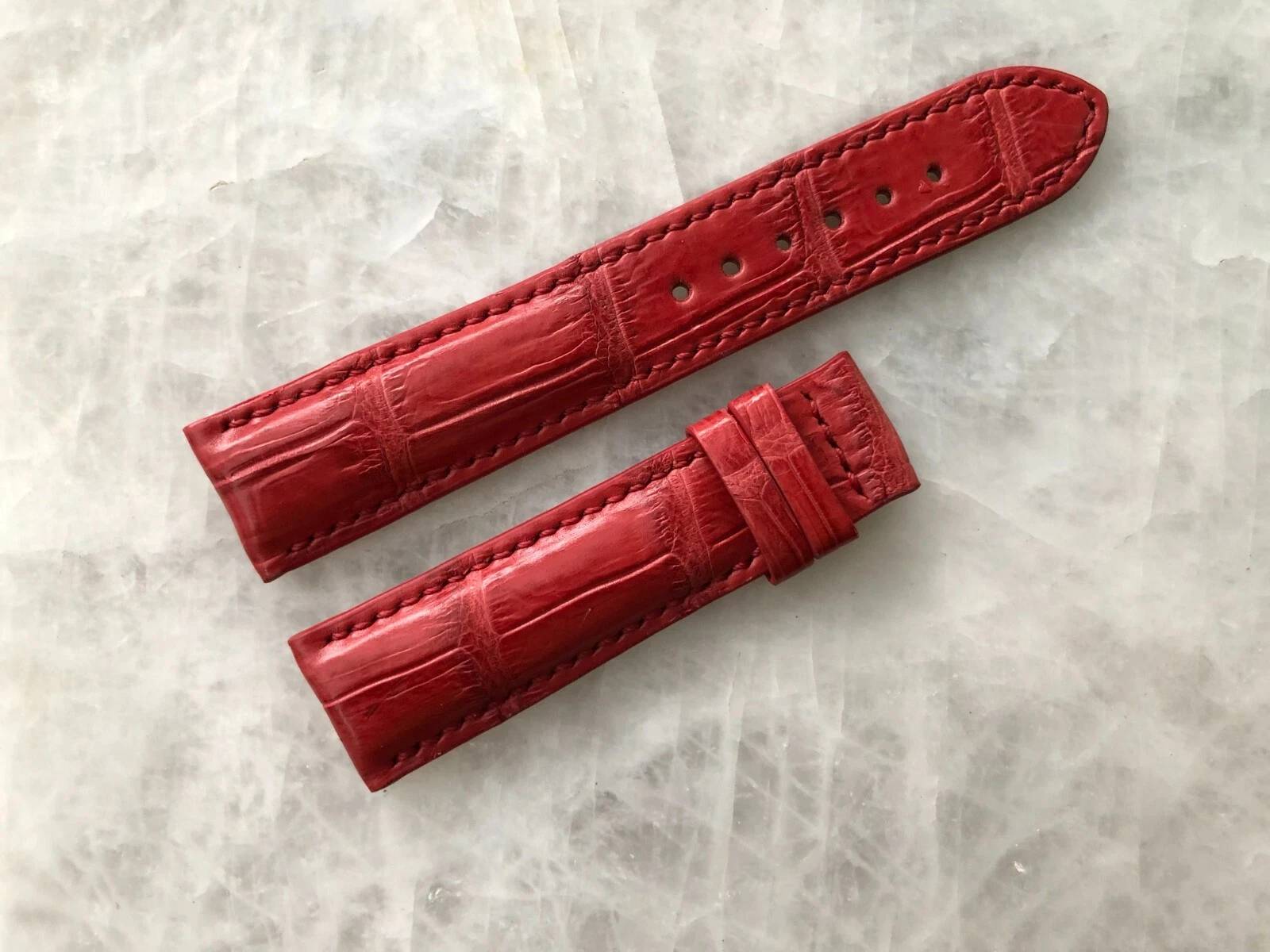 20mm/18mm Red Alligator Crocodile Embossed Leather Watch Strap Band