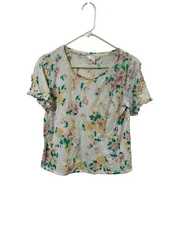 LC Lauren Conrad Size Small Floral Short Sleeve Blouse Top