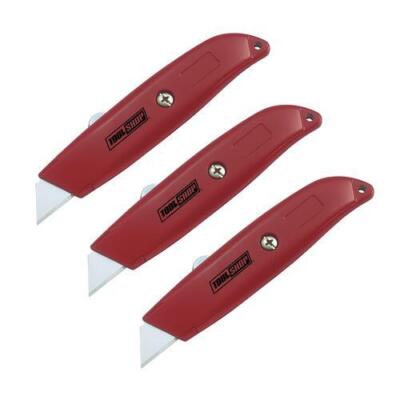 Retractable Utilty Knife & Blade, 3-piece Set with Durable Zinc Alloy Housing
