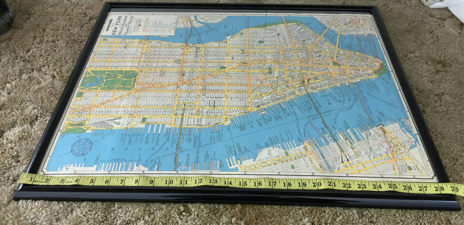 Framed Vintage Hagstrom's Map of New York House Number & Transit Guide