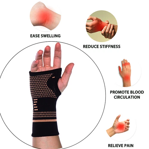 Copper Arthritis Compression Gloves Hand Wrist Support Joint Carpal Tunnel Pain* - Picture 6 of 22