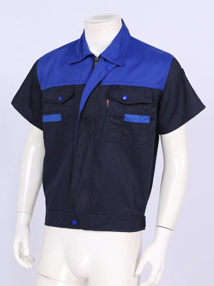 Camisa de trabalho industrial masculina quente manga curta desempenho loja roupas de trabalho - Imagem 4 de 4