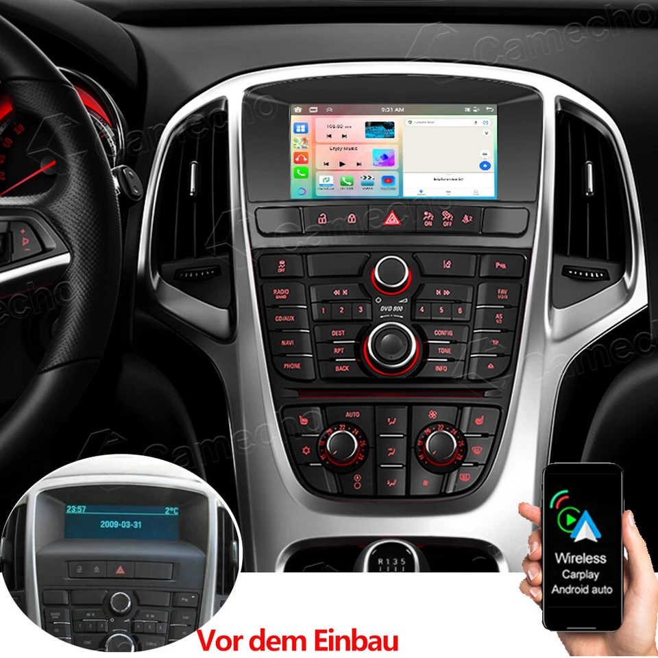 CAMECHO 4+64GB Android 15 DSP Autoradio Carplay Für Opel Astra J 2010-2014 GPS Navi WiFi