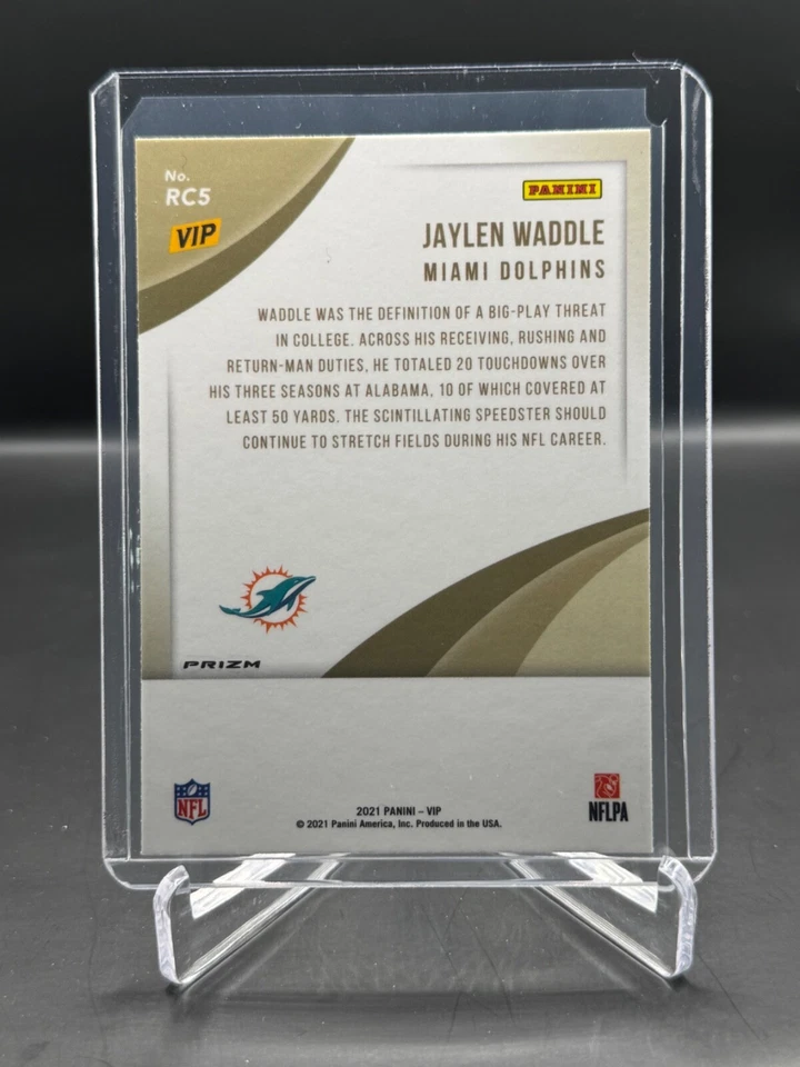 2022 PANINI VIP!  JAYLEN WADDLE!  RC!  TIGER STRIPE PRIZM!  MIAMI DOLPHINS!  SSP - Image 2 of 2