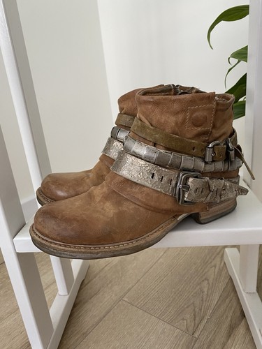 A.S. 98 Airstep Zapatos Italianos Hebilla Avant Garde Motociclista Cuero Marrón Talla EU 36 - Imagen 2 de 14