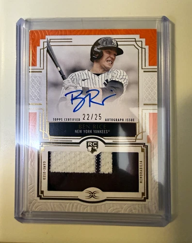 Topps 2025 Definitive Ben Rice Yankees RC Auto Patch DRPA-BR 22/25 Number Match