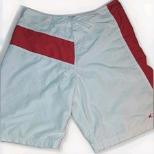 Oakley Mens Board Shorts Size 36 Red White Blue Color Block Swim Suit Drawstring