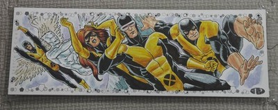 2021 Marvel Premier Quad Panel X-Men 1/1 Sketch Faustino Cyclops Jean Grey