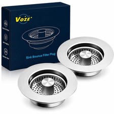 2 Pack Kitchen Sink Drain Strainer Stopper with Basket, Stainless Steel Dra...