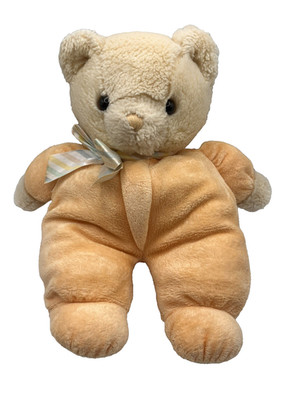 SELTEN Eden Pyjama Bär orange Baby Plüsch Stofftier Vintage Teddy Regenbogen Schleife 12 Zoll