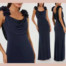 NWT IEENA Mac Duggal L Large 56195 Cowl Neck Jersey Gown 3D Flowers J2333