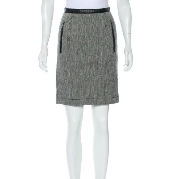 Gonna di lana a spina di pesce Burberry Brit taglia US 4 tweed abito tasche cerniera