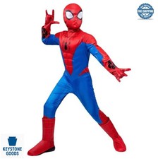 Spider-Man Youth Deluxe Costume Padded Jumpsuit Detachable Fabric Mask Gloves