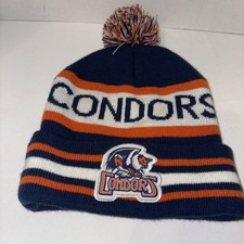 ECHL AHL Hockey Bakersfield Condors Patch Knitted Beanie Cap Hat Pom