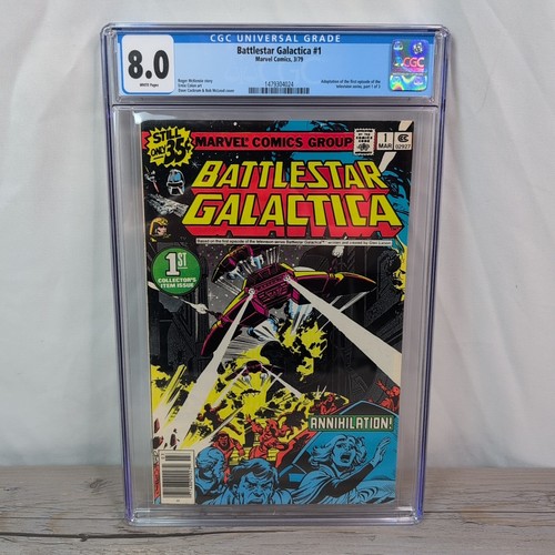 Battlestar Galactica #1 CGC 8.0 White Pages Marvel Comics 3/79 1st Collector's  - Afbeelding 1 van 9