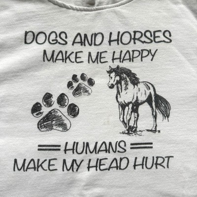 Dogs And Horses Make Me Happy Adult Med Unisex Hoodie Sweatshirt Delta Fleece