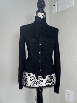 AUTH VINTAGE Y2K NWT Tory Burch Ruffle Cashmere/Wool Cardigan Sz XS SOLDOUT