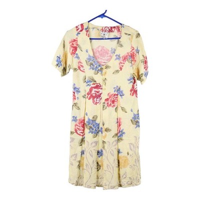 80er Jahre Mavie Blumen Kleid - Medium gelb Polyestermischung
