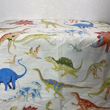 Pottery Barn Kids Dinosaur Full Size Flat Sheet Jurassic Excellent Condition