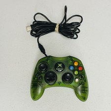 Original Xbox OEM S Type Clear Halo Green Controller With Breakaway Cable