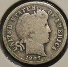 Silver Dime - Barber - 1907-O