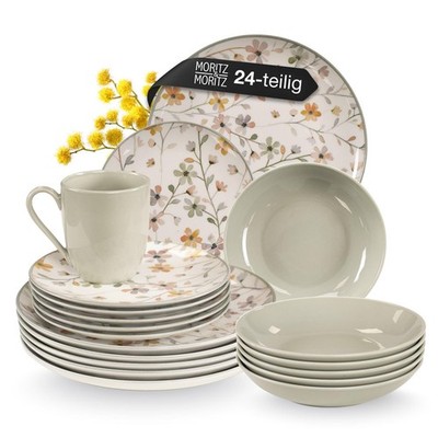Moritz & Moritz Steingut Geschirrset 6 Personen 24-tlg. - Modern - PRIMAVERA
