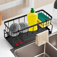 Kitchen Sink Organiser Black, Dishrag Dishcloth Holder Rack, Removable Sink Stor