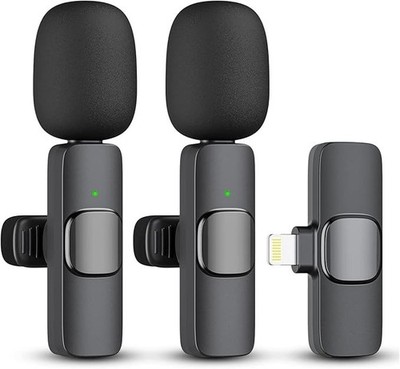 2er-Pack professionelles kabelloses Lavaliermikrofon für iPhone iPad (14 und darunter),