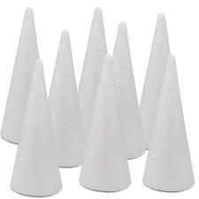 Craft Foam Cones 8 Pack 3.74x9.85 inch Polystyrene for Christmas Wedding