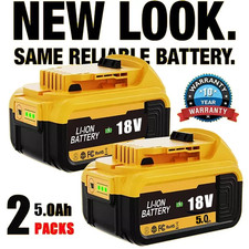 2X For Dewalt 18V 5.0Ah Slide BATTERY XR DCB184 DCB184 DCB182 DCB183 Li-ion NEW.