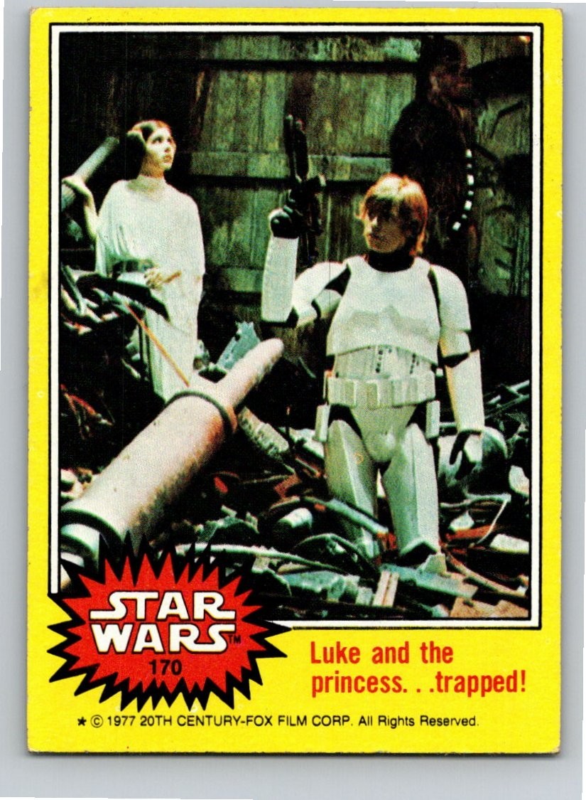 Luke and the princess...trapped! #170 Star Wars 1977 Topps trading card — raw and PSA graded price guide