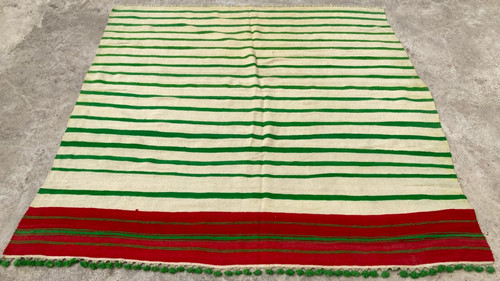 Vintage Traditional Handmade Ethnic Striped Wool Kilim Floor Rug 194x184 cm