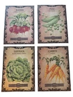 Lot of 4 vintage-style metal tin repros ORIGINAL SEED CO. artwork (veggies)