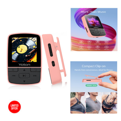Yoton MP3-Player Bluetooth 5.2 Rosa 128 GB TF-Karte Schrittzäh