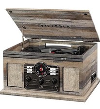 Victrola Quincy 6 in 1 Record Player Bluetooth CD Cassette AM FM Radio