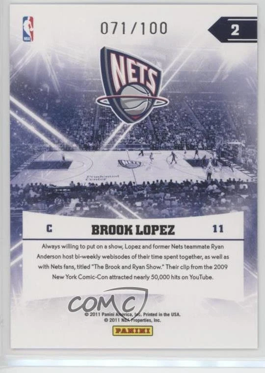 2010-11 Absolute Memorabilia Hoopla Spectrum /100 Brook Lopez #2 - Image 2 of 2