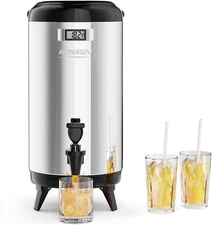 3.2 Gal Insulated Beverage Dispenser, Stainless Steel Hot & Cold Drink Dispenser