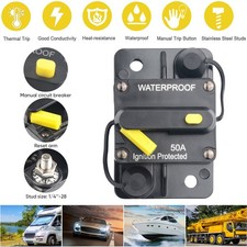 12V-48V DC 50Amp Car Circuit Breaker Fuse Reset Car Boat Auto Marine Waterproof