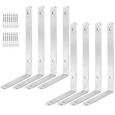 8 Pack 10 x 6 x 1 Inch Silver L Shelf Bracket, Heavy Duty Stainless Steel 90 ...