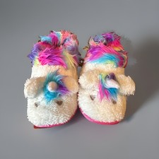 New DEARFOAMS Rainbow Unicorn Slipper Girls 4-5 Paradise Pink Rubber Sole USA