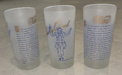 VTG Howdy Kentucky Derby Colonel Howard Chandler Christy Mint Julep Glass Set/3