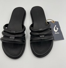 Olukai Women's Tiare Slide,Sandal Slipper Black Leather , Size 8