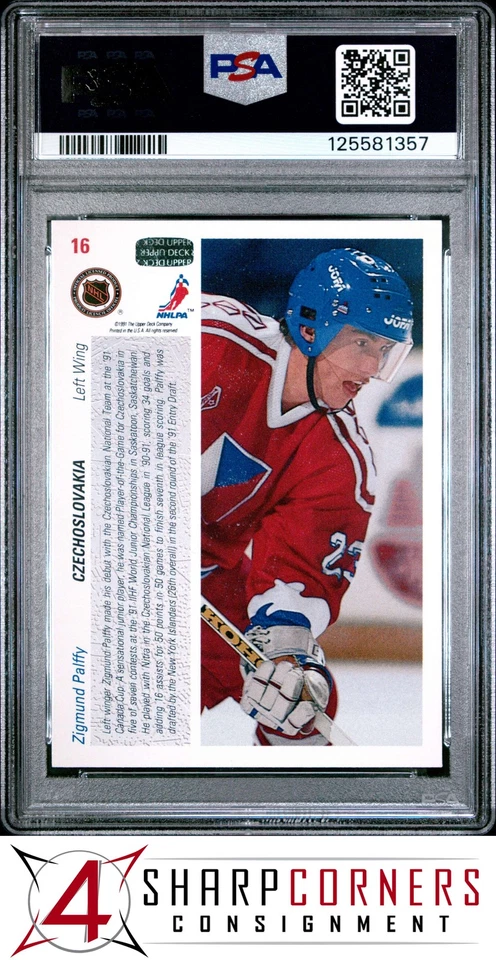 1991 UPPER DECK #16 ZIGMUND PALFFY RC PSA 10 - Image 2 of 3