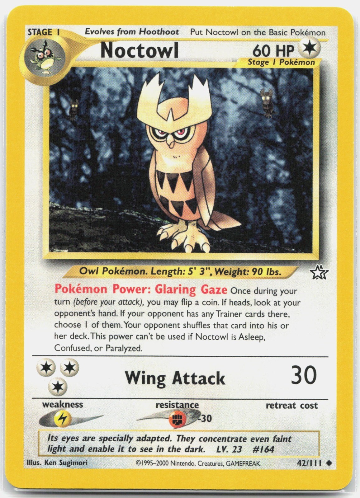 Noctowl Uncommon Neo Genesis N1 Colorless Unlimited 042/111 2000 NM