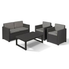 Loungeset Loungemöbel Sitzgruppe Allibert Victoria mit Tisch Lyon Rattanoptik 