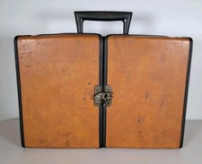 Vintage Tan 8 Track Tape Carrying Case Holds 24 Tapes Faux Leather Storage Box