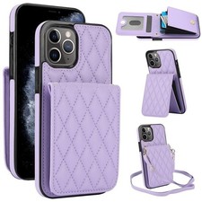 iPhone 11 Pro Hülle YM015 Hellviolett mit Schultergurt und RFID Kartenhalter