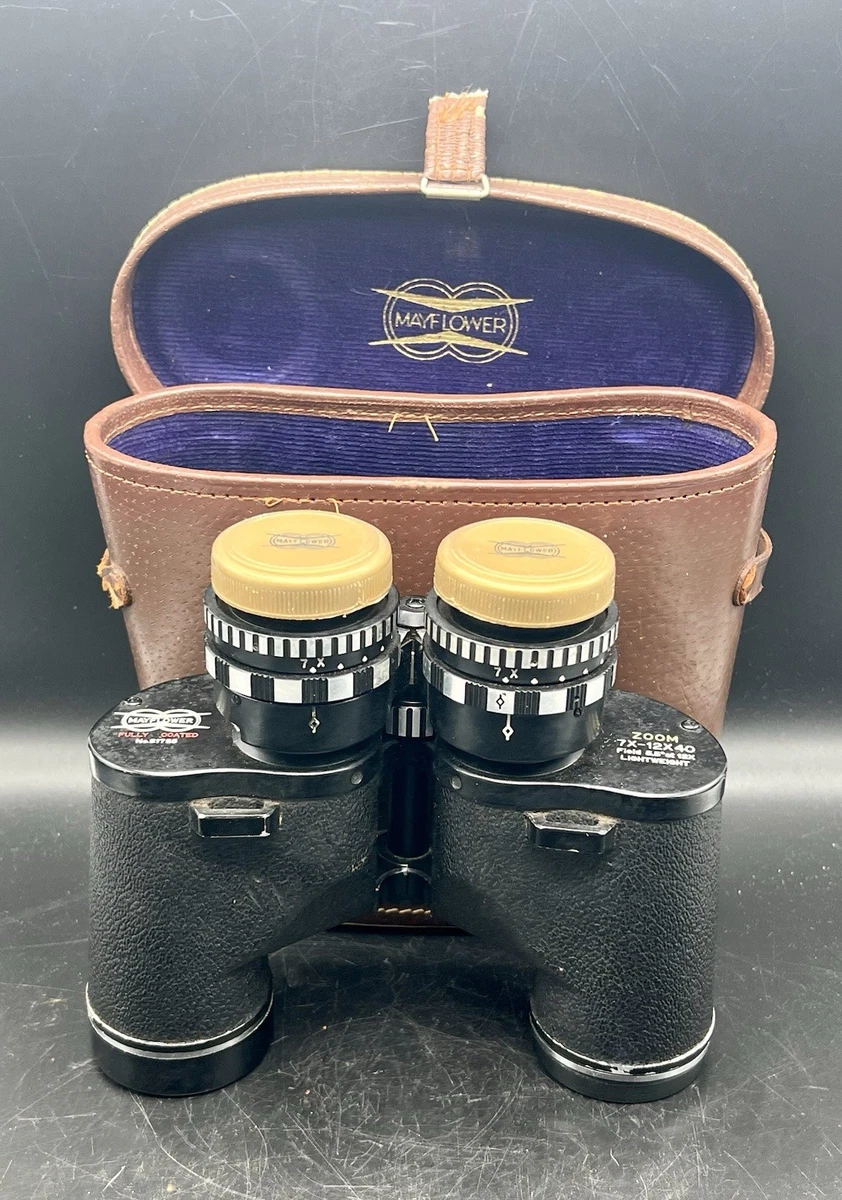 Vintage Mayflower Fully Coated Zoom 7X-12X40 Binoculars In Leather